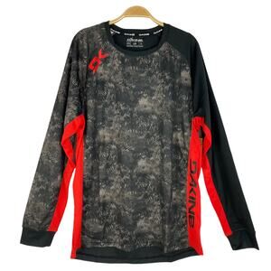Dakine Thrillium Bike Jersey Long Sleeve Top Men L Black Red 4-way Stretch NWT